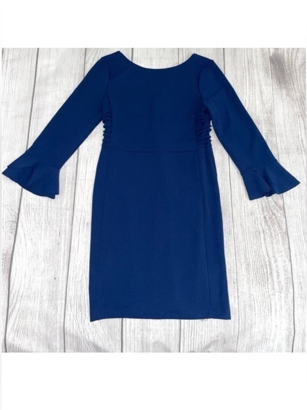 SPENSE Women’s Navy Blue Dress with Bell Sleeves Form Fitting - Size 8